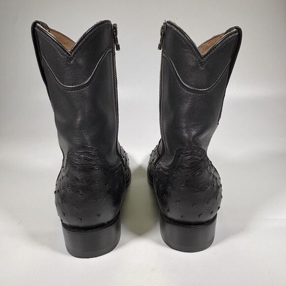 Tecovas Black Ostrich Western Ankle Boots Mens Size 10 EE Wide Zipper 1020 main image 13